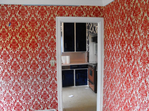 Dining nook, I think 7 layers of wallpaper.